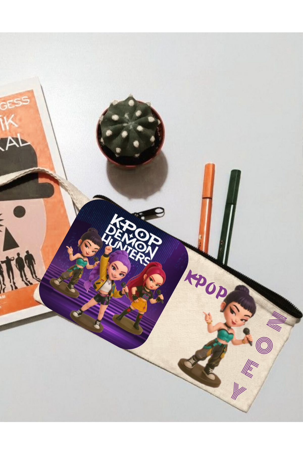 lovver Kpop Demon Hunters Hunterix zoey tasarımlı fermuarlı kalemlik