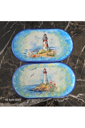 elayarts Deniz sevenlere özel 23×13 cm porselen 2li kayık tabak