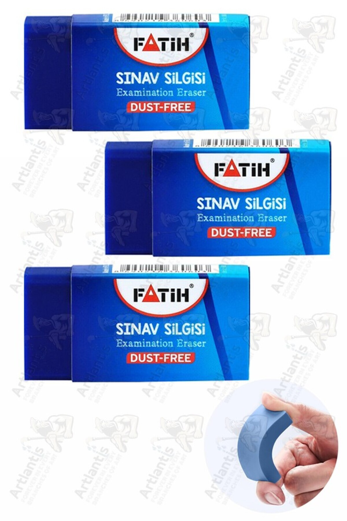 Artlantis Sınav Silgisi Mavi Silgi Orta Boy 3 Adet Fatih Yumuşak Sınav Silgisi Ufalanmayan Okul Büro Yerli Üre