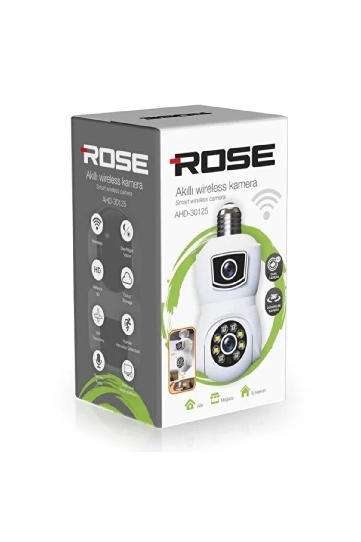 Rose Ahd-30125 Akıllı Wireless Ampül Kamera 360derece Hareketli Çift Kameralı fotoğrafı 2 (önizleme)