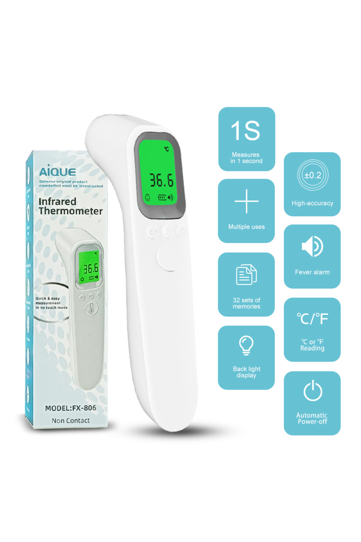 Choice1 HL-E32 AiQUE Baby Digital Infrared Forehead Thermometer Fever Contactless Clinical Electronic Medica