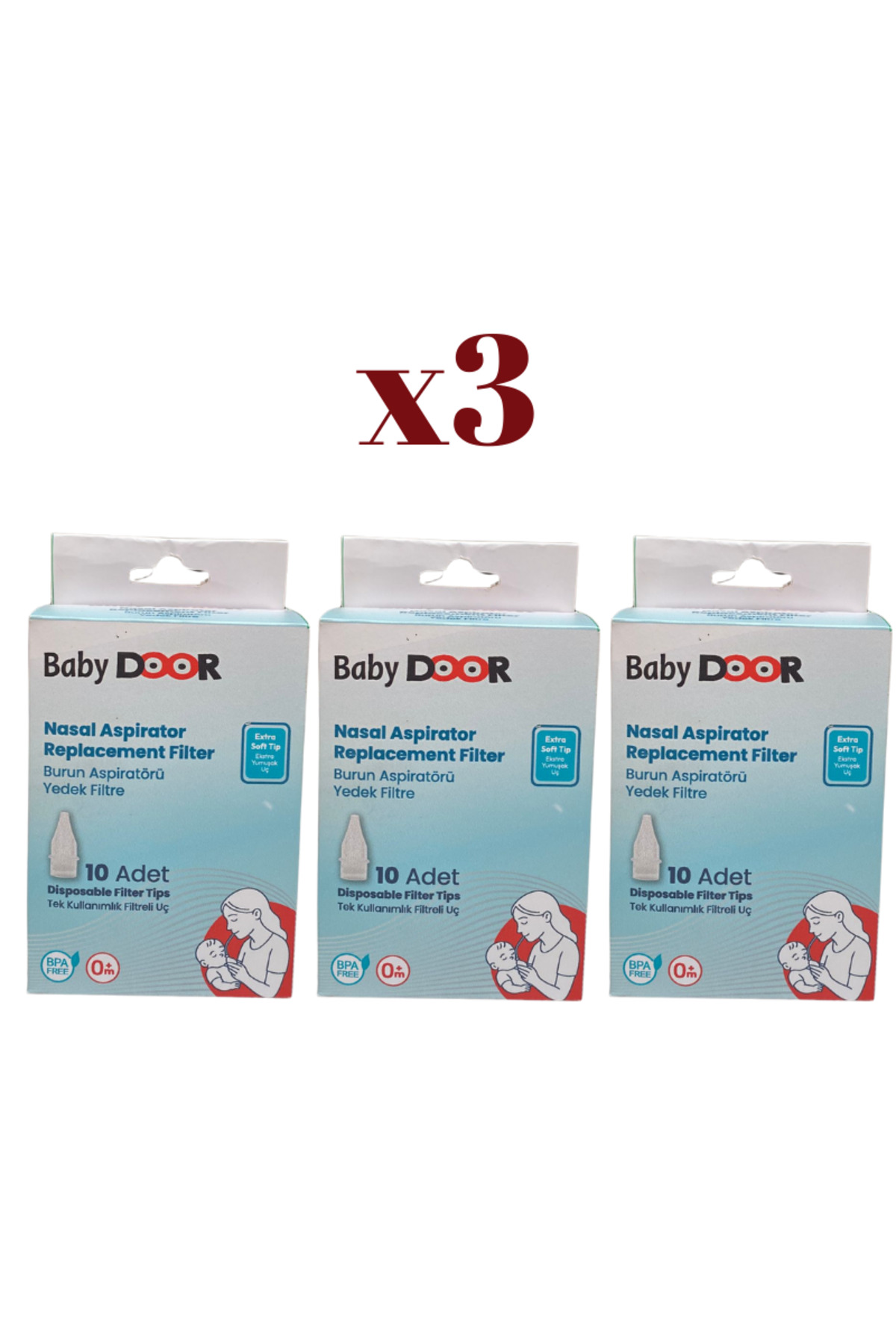 babydoor 3'Lü Paket Nasal Burun Aspiratöru Tek Kullanımlık Filtreli Yedek Uç 30 Adet (3PK*10) fotoğrafı 2 (önizleme)