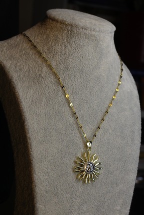 Butik Kadın Çelik Gold Kolye