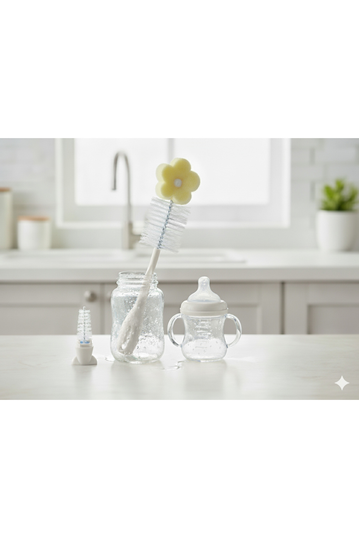 Bebedor Yeni Sünger Uçlu Biberon ve Emzik Temizleme Fırçası Beyaz 575 fotoğrafı 2 (önizleme)