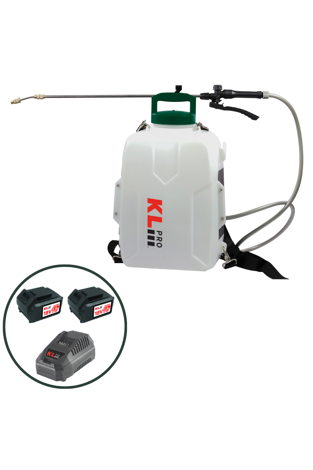 KLPRO KLBP18-50 18V/5.0Ah 12 Litre Çift Akülü Şarjlı İlaçlama Pompası Sırt Tipi