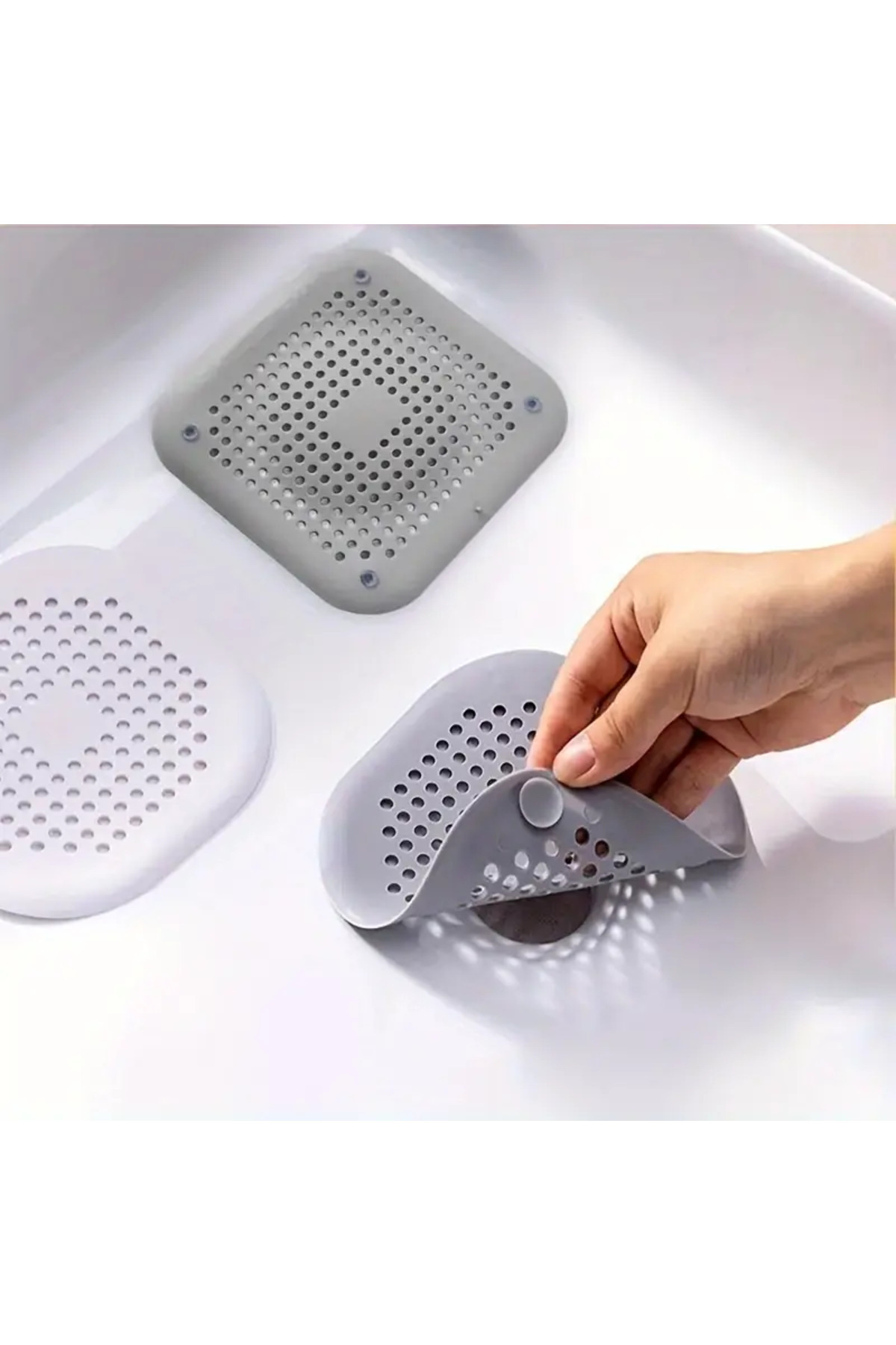 Askımo Silikon Lavabo Tıkanma Önleyici Süzgeç ve Koku Gidericili - Banyo/Duş Zemin Filtresi, Saç Tutucu