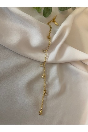 Emira Luxe Accessory Çelik 14k İnce Ataç Model Taşlı Bileklik