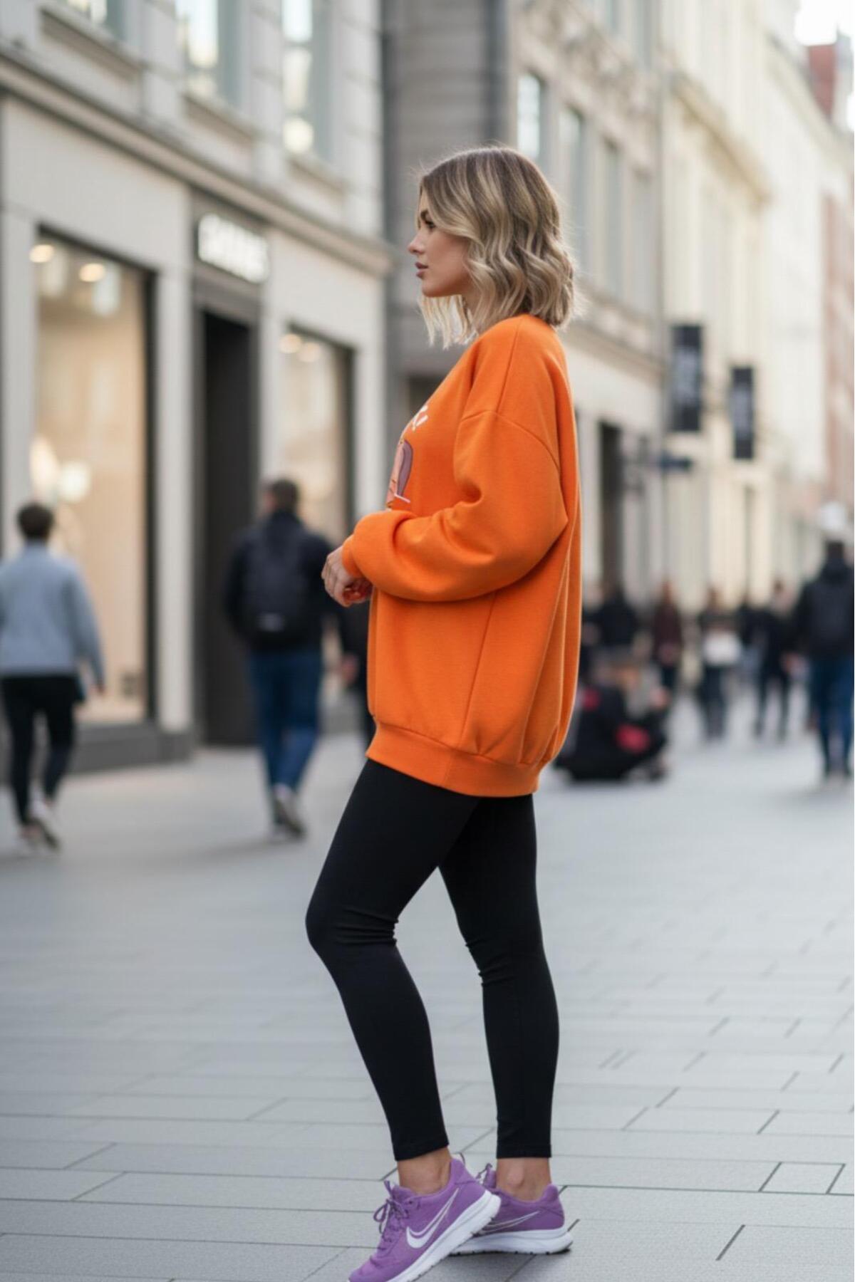 KOZİA OUTDOORS  I'M OK ! baskılı oversize kadın bisiklet yaka sweatşhirt - Görsel 2