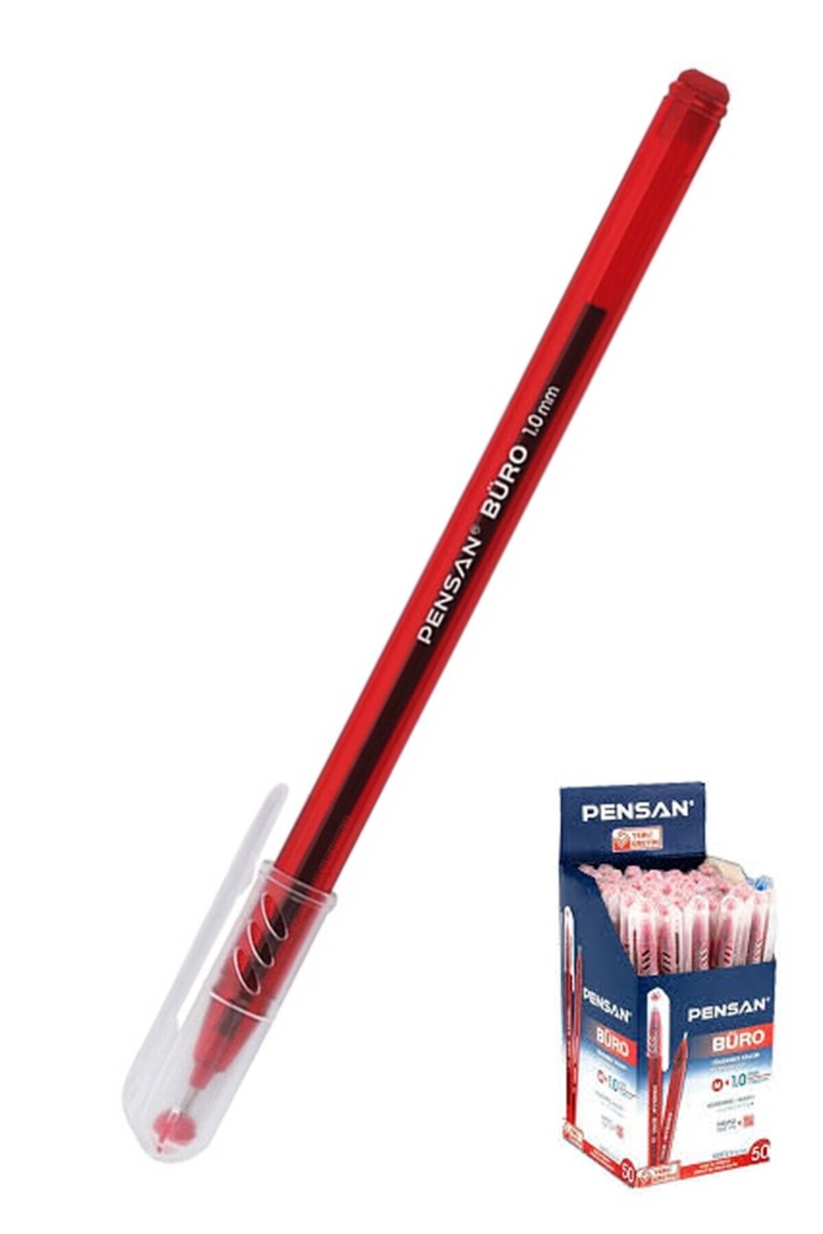 Artlantis Kırmızı Tükenmez Kalem 1.0mm 1 Adet Pensan Büro Tipi Ballpoint Büro Plastik Kapaklı Tükenmez Kalem