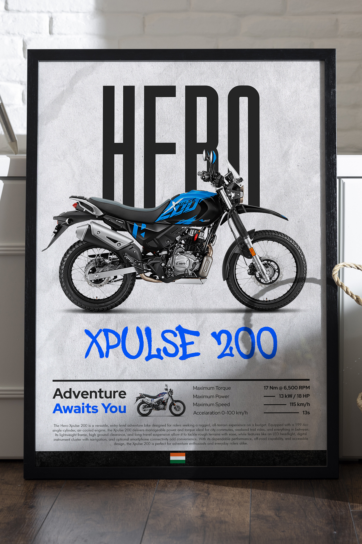 Duvarda Hero X Pulse 200 Siyah Ahşap Çerçeveli Poster, Dekoratif ...