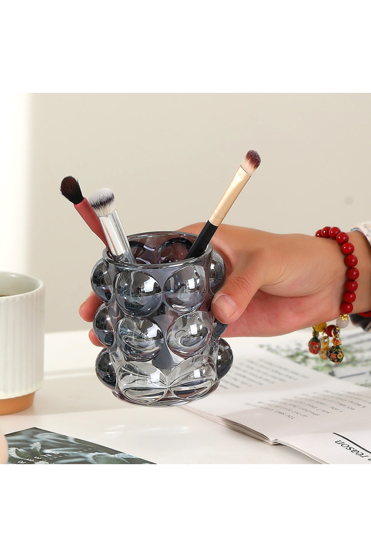 YNSK LUXURY | Bubble Cam Bardak & Mumluk & Fırça & Uçlu Kalem Tutucu