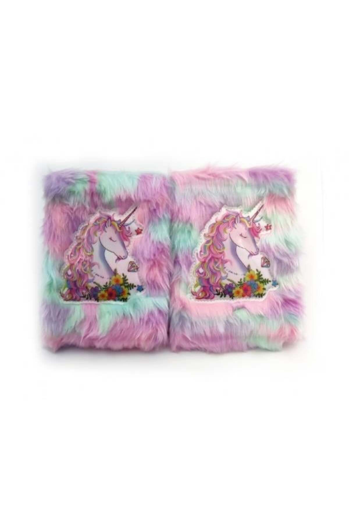 TTT Çiçekli Unicorn Tasarımlı Peluş Hatıra Defteri