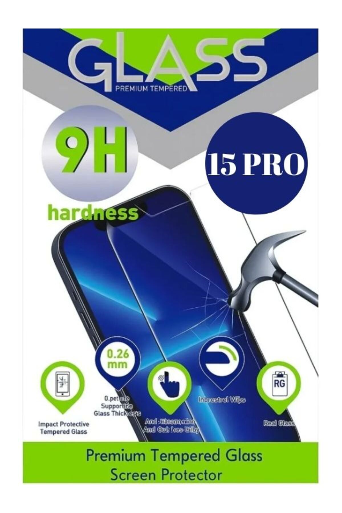 Aktech iphone 15 Pro Uyumlu Temperli Kırılmaz Cam (Kenar Boşluklu)