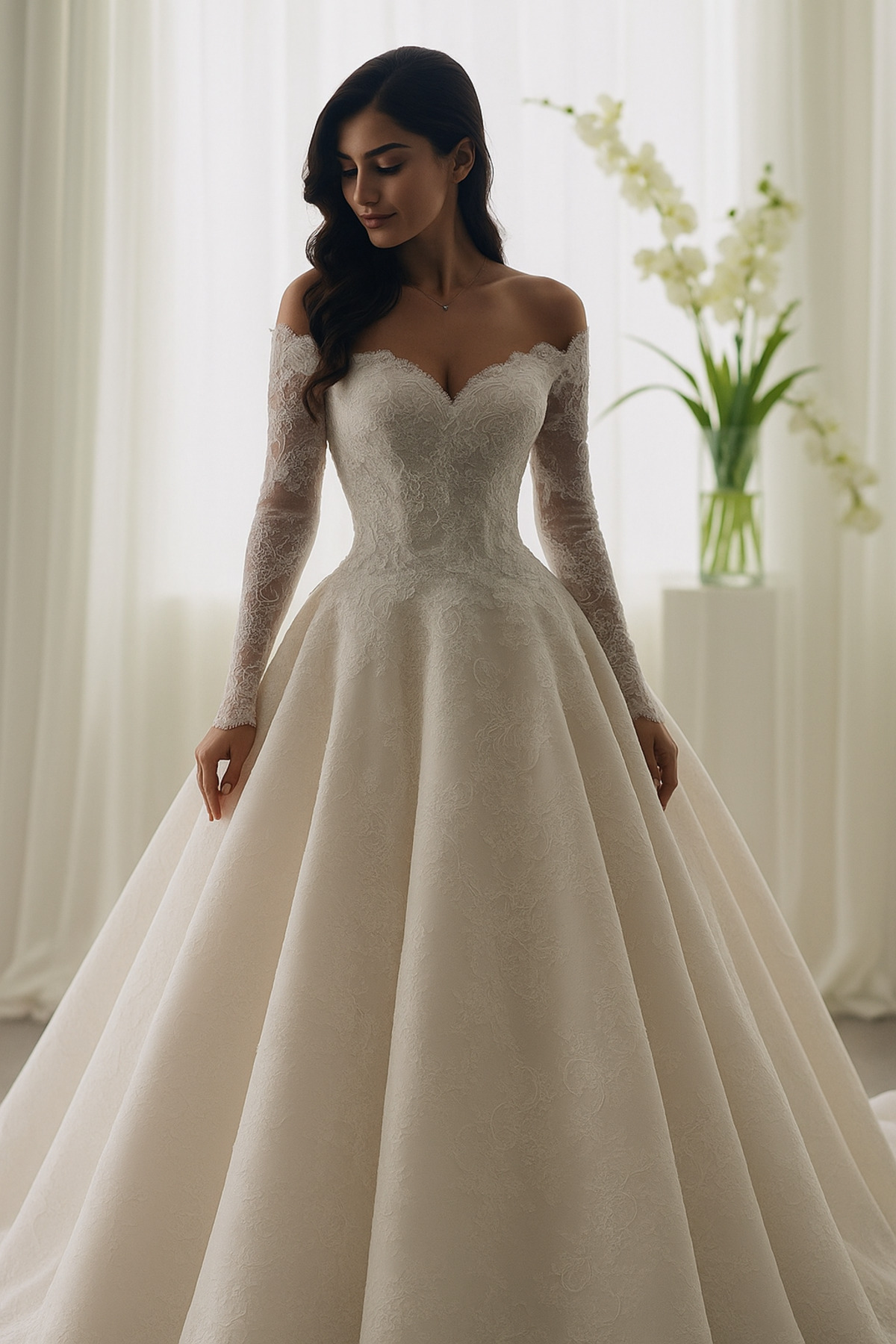 Paradise Collection Moda Evi Dantel Detaylı A Kesim Gelinlik