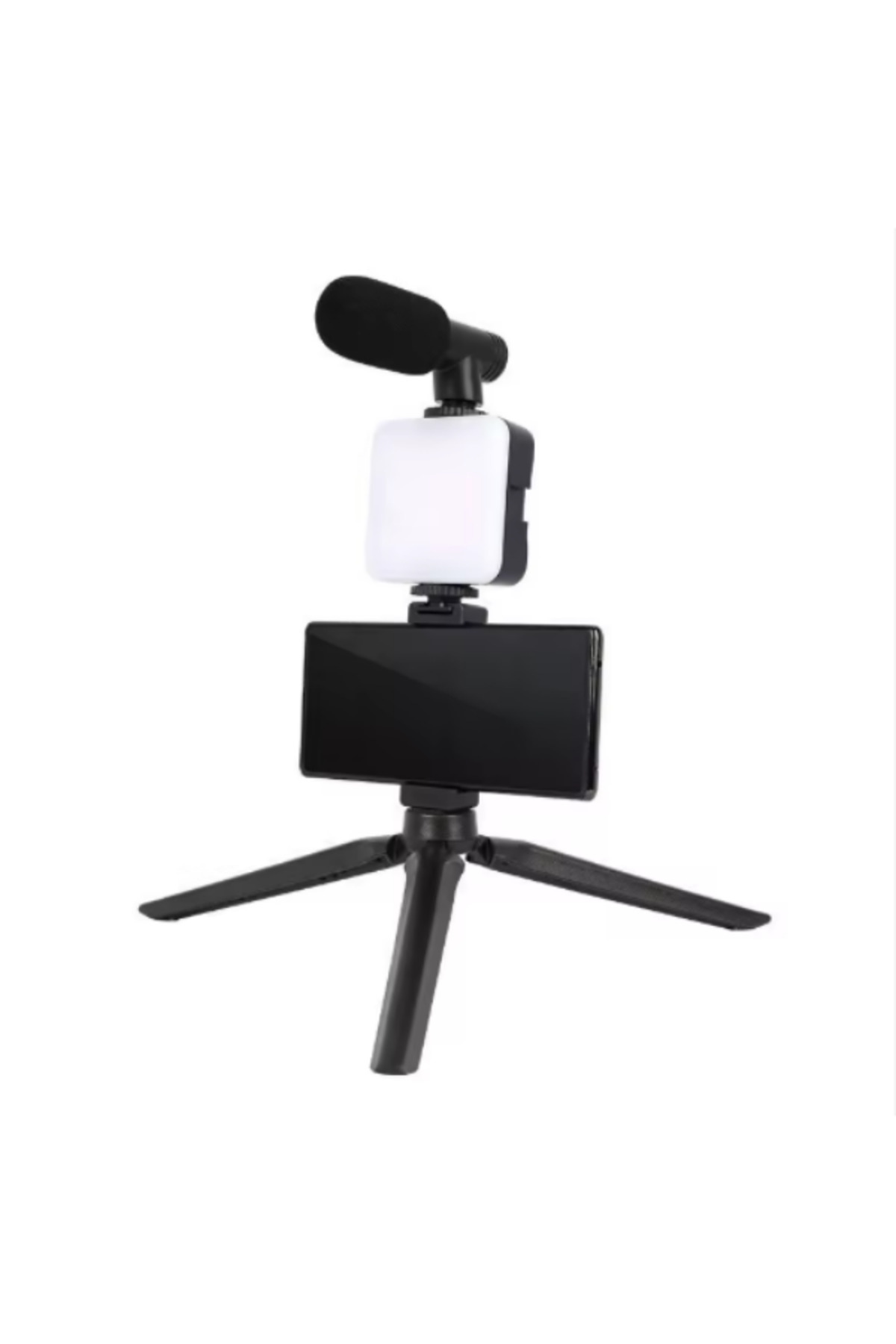 Travel Mikrofonlu Vlog ve Canlı Yayın Seti Tripod, LED Işık, Telefon Tutucu ile Uyumlu YouTube-TikTok Seti