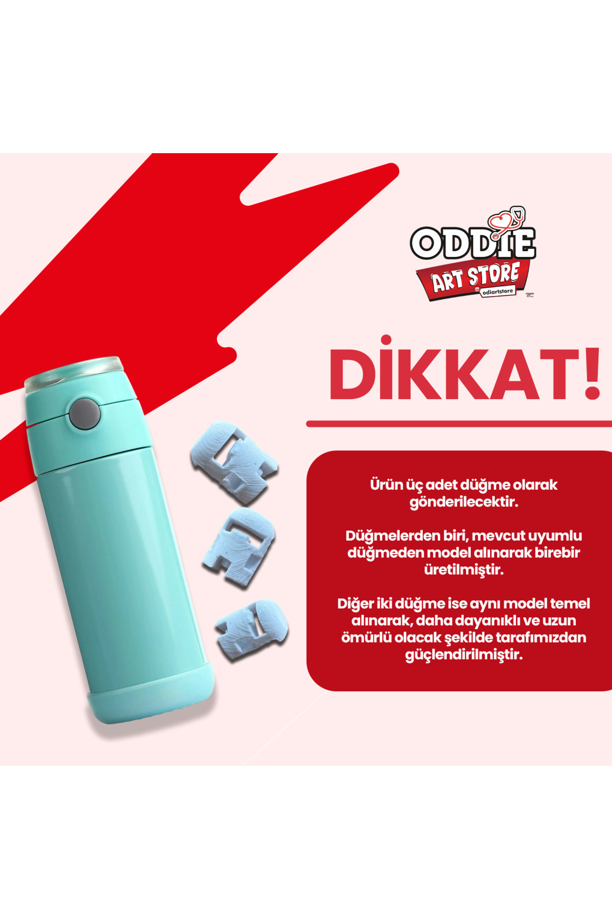 OddieArtStore Suluk Açma Düğmesi (BEYAZ) - Yedek Parça ( Baby Plus çelik termos ile uyumludur )