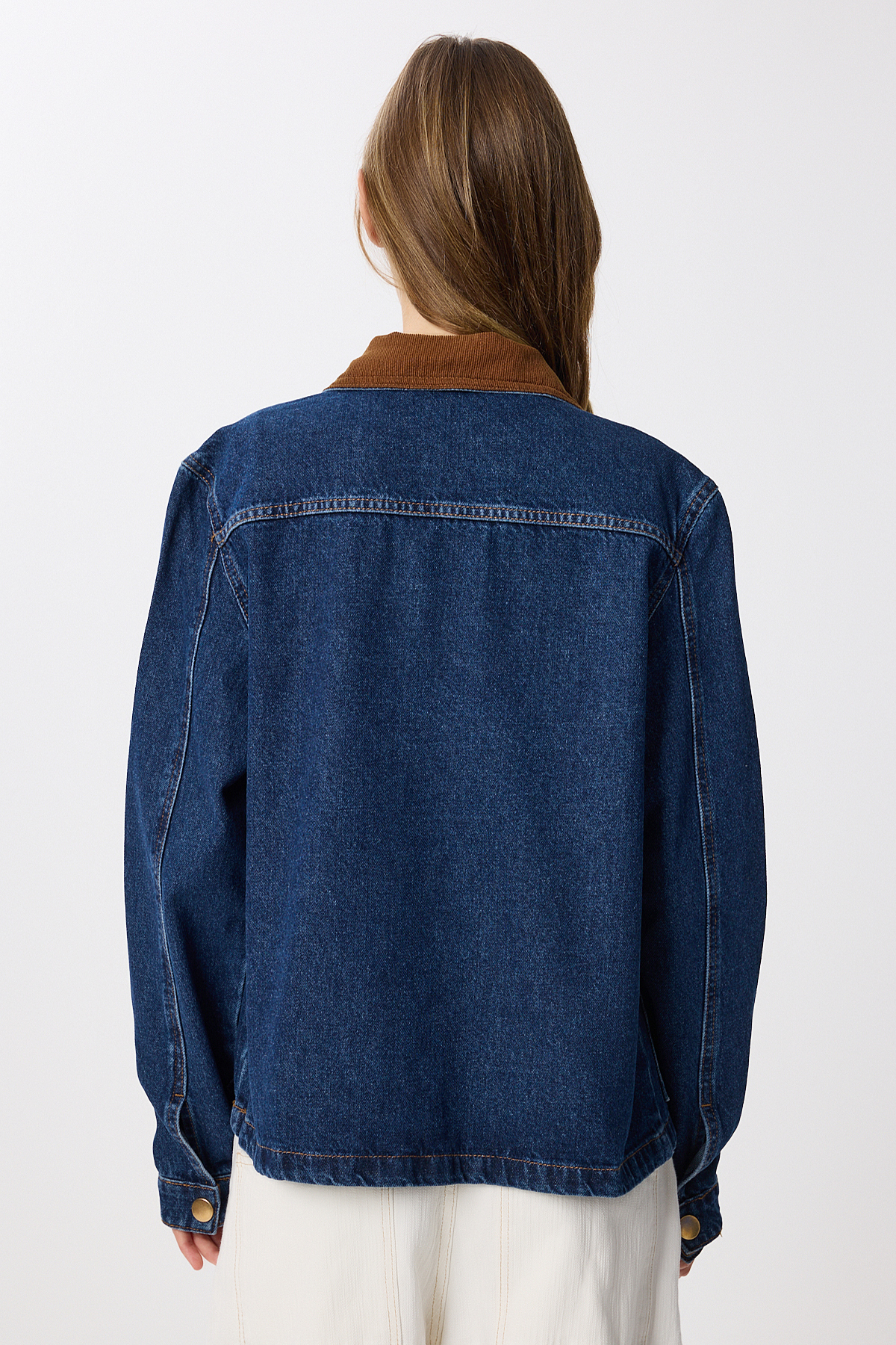 Lovelyİstanbul  Kadife Yaka Denim Ceket LRW0003 KOYU MAVİ - Görsel 5