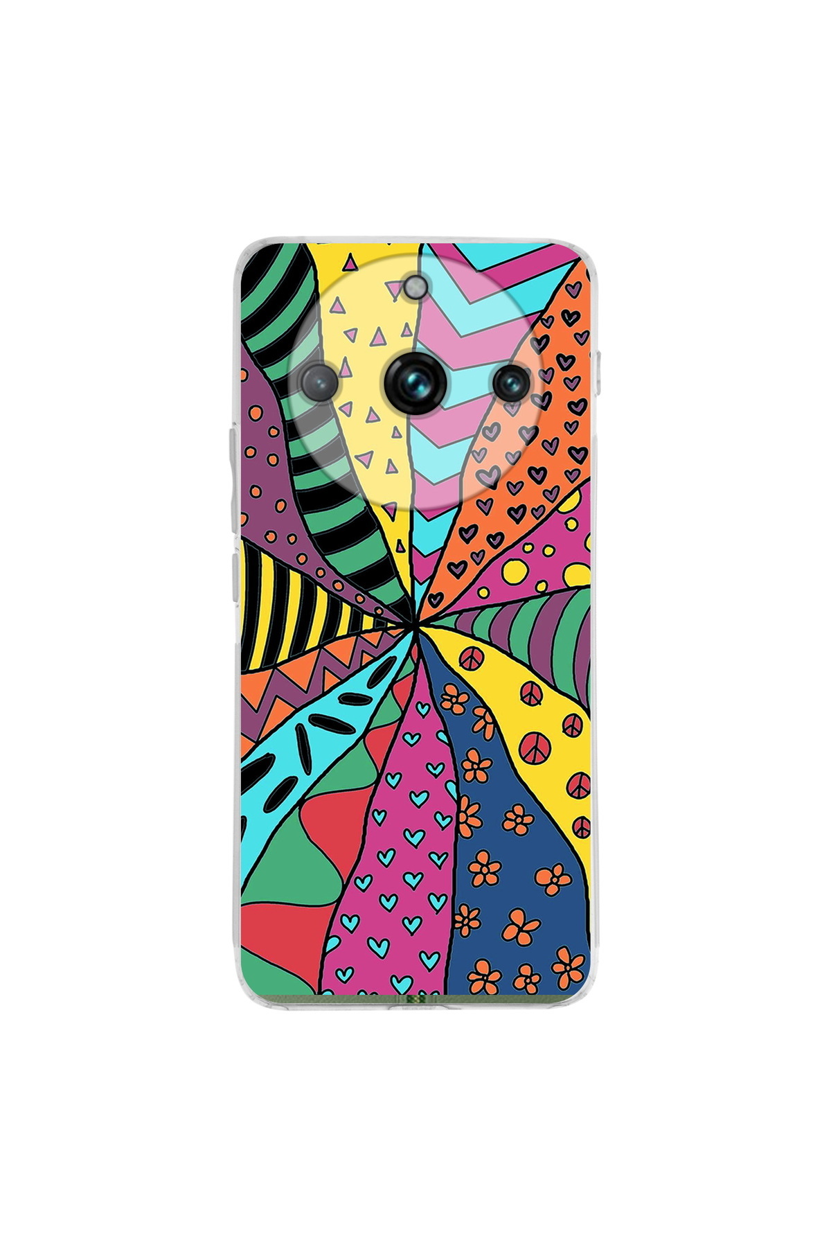 Realme 11 Pro Plusİle Uyumlu Retro Color 4 Baskılı Kamera Korumalı Şeffaf Kılıf