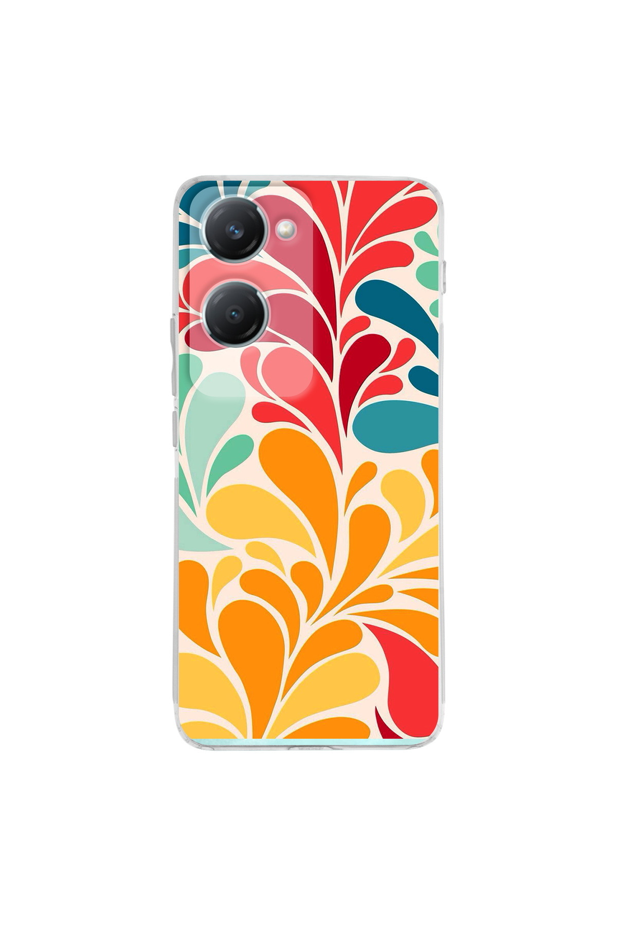 Vivo Y18 İle Uyumlu Retro Color 5 Baskılı Kamera Korumalı Şeffaf Kılıf