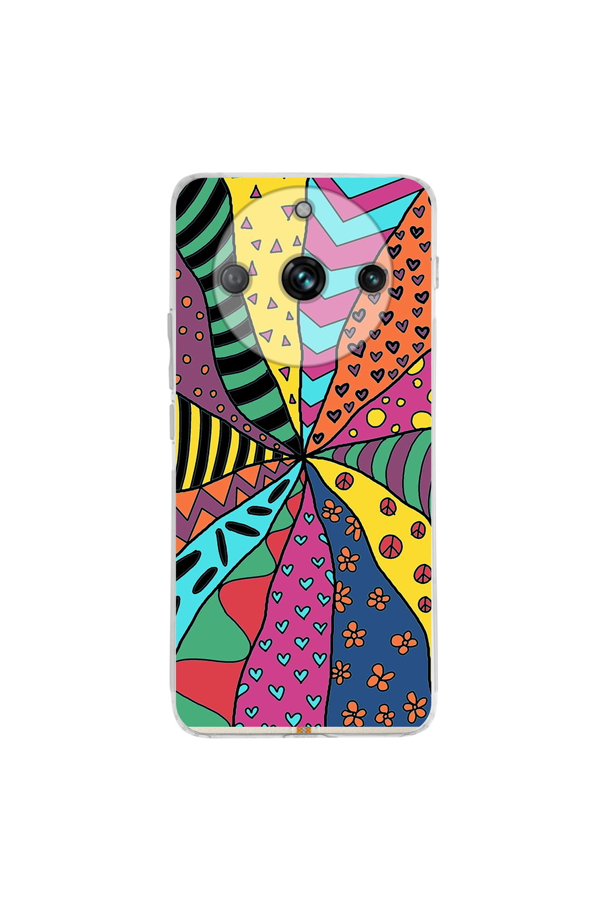 Realme 11 Pro İle Uyumlu Retro Color 4 Baskılı Kamera Korumalı Şeffaf Kılıf