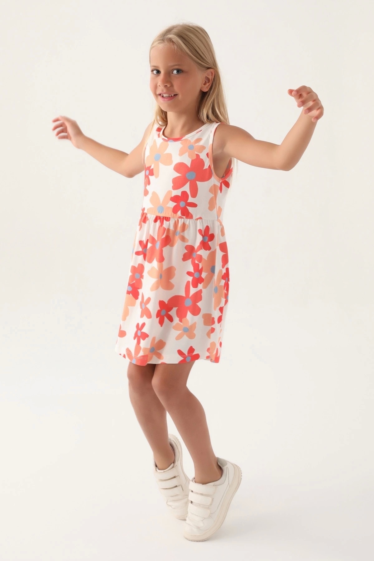 Nemere Roly Poly 3393-3 Kız Çocuk Çiçekli Elbise