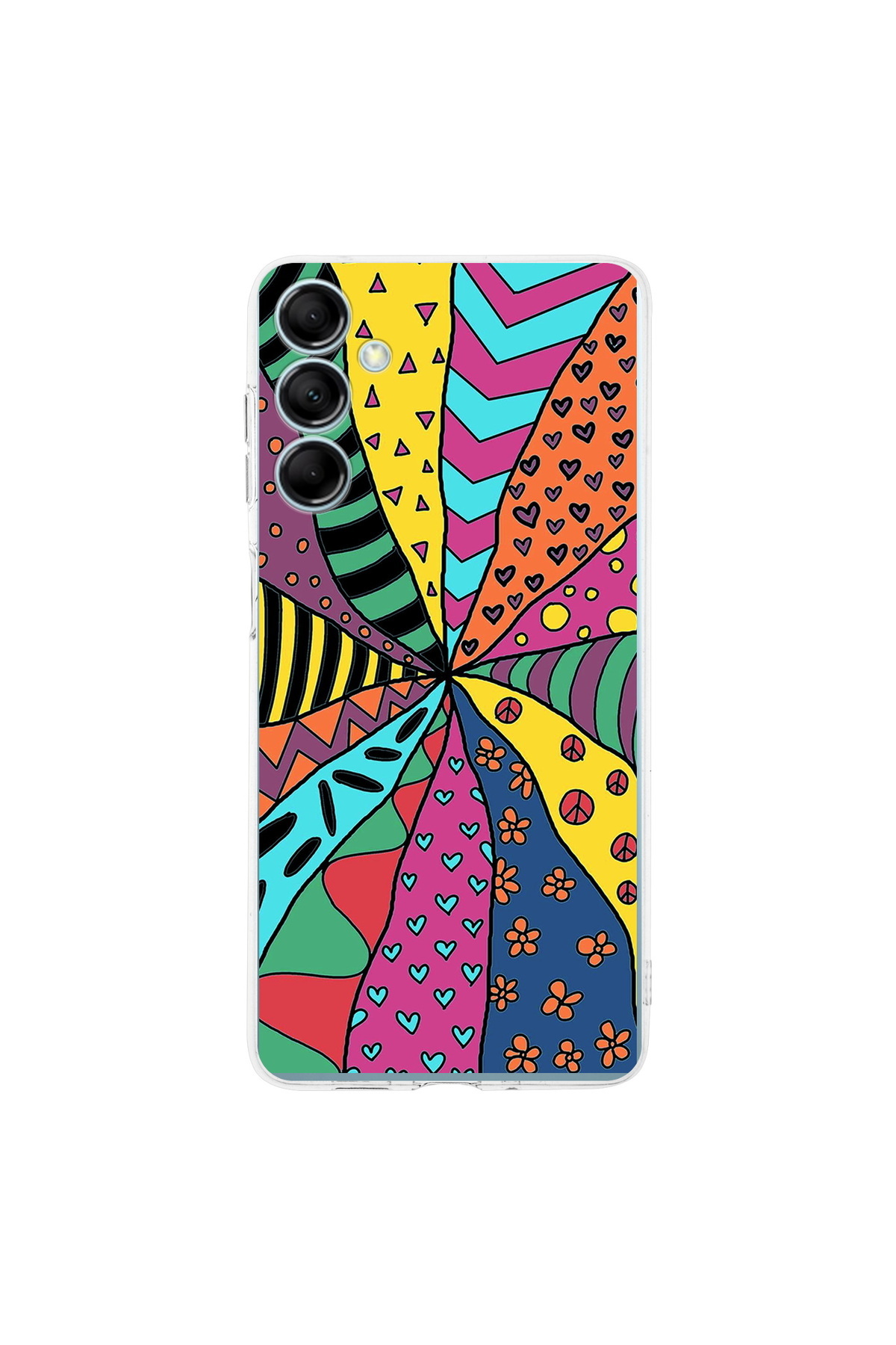 Samsung Galaxy M35 İle Uyumlu Retro Color 4 Baskılı Kamera Korumalı Şeffaf Kılıf