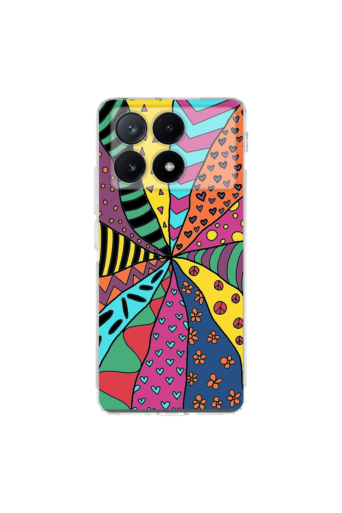 Xiaomi Poco X6 Pro İle Uyumlu Retro Color 4 Baskılı Kamera Korumalı Şeffaf Kılıf