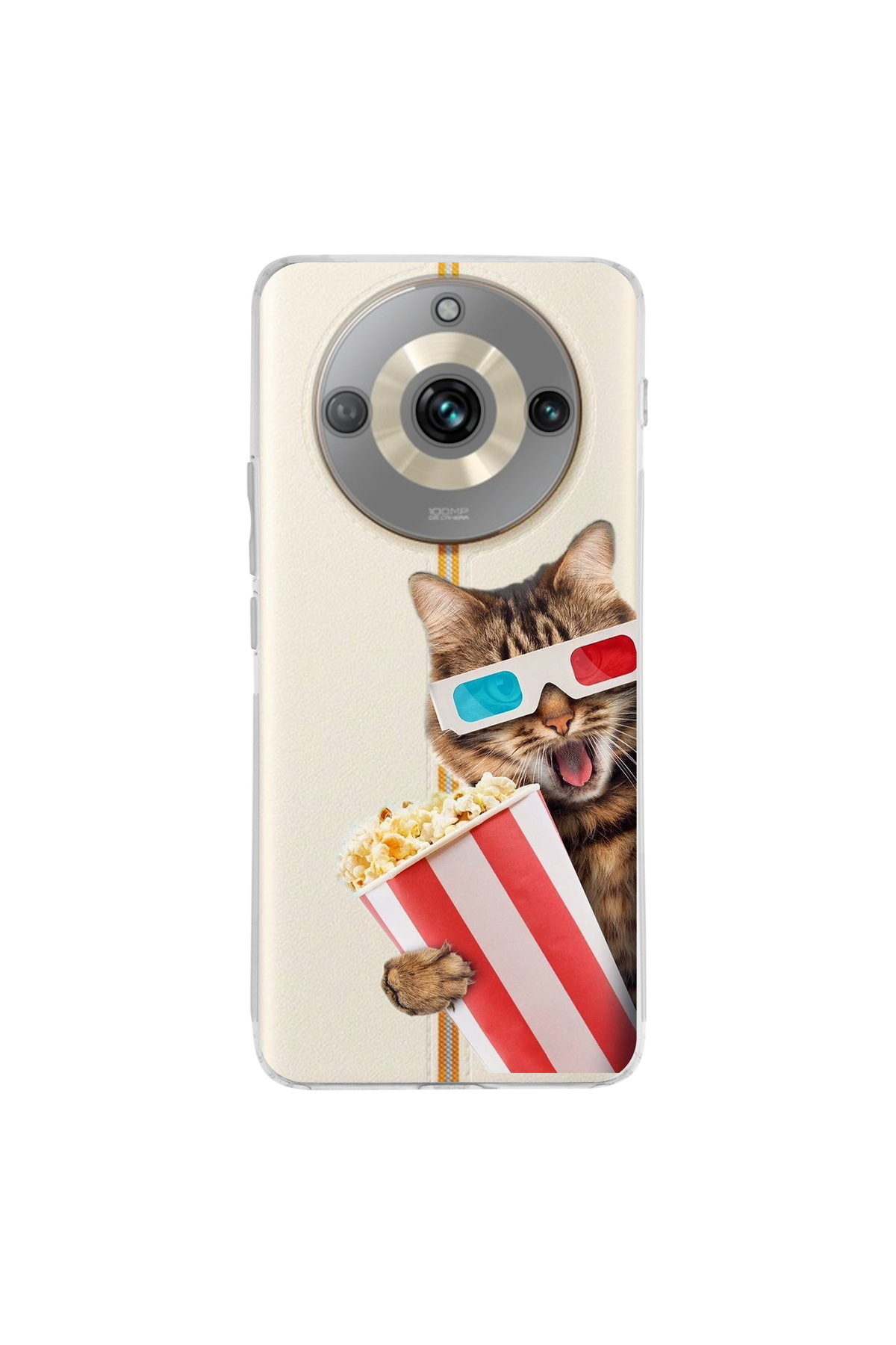 Realme 11 Pro İle Uyumlu Kedi 1 Baskılı Kamera Korumalı Şeffaf Kılıf