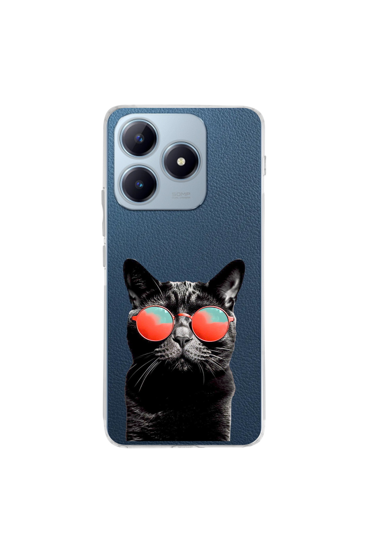 Realme C63 İle Uyumlu Kedi 3 Baskılı Kamera Korumalı Şeffaf Kılıf