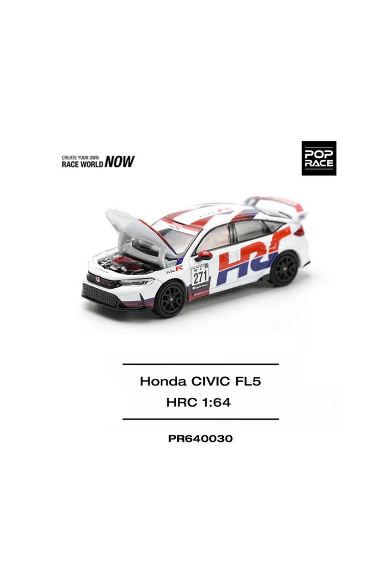 HOT WHEELS Pop Race 1/64 Honda Civic Type-R FL5 HRC / PR64-030