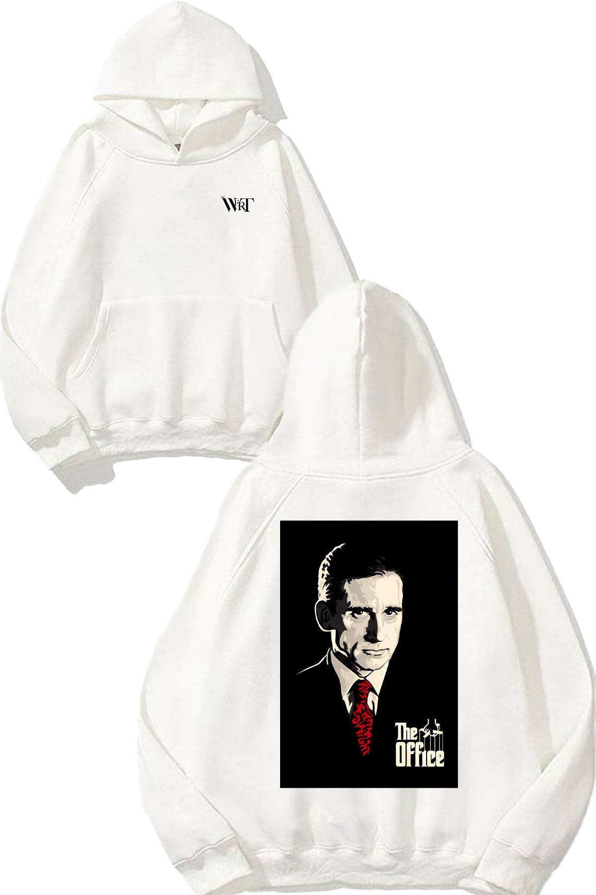 THEWERT The Office 2 Design Back Printed White Hooded Sweatshirt