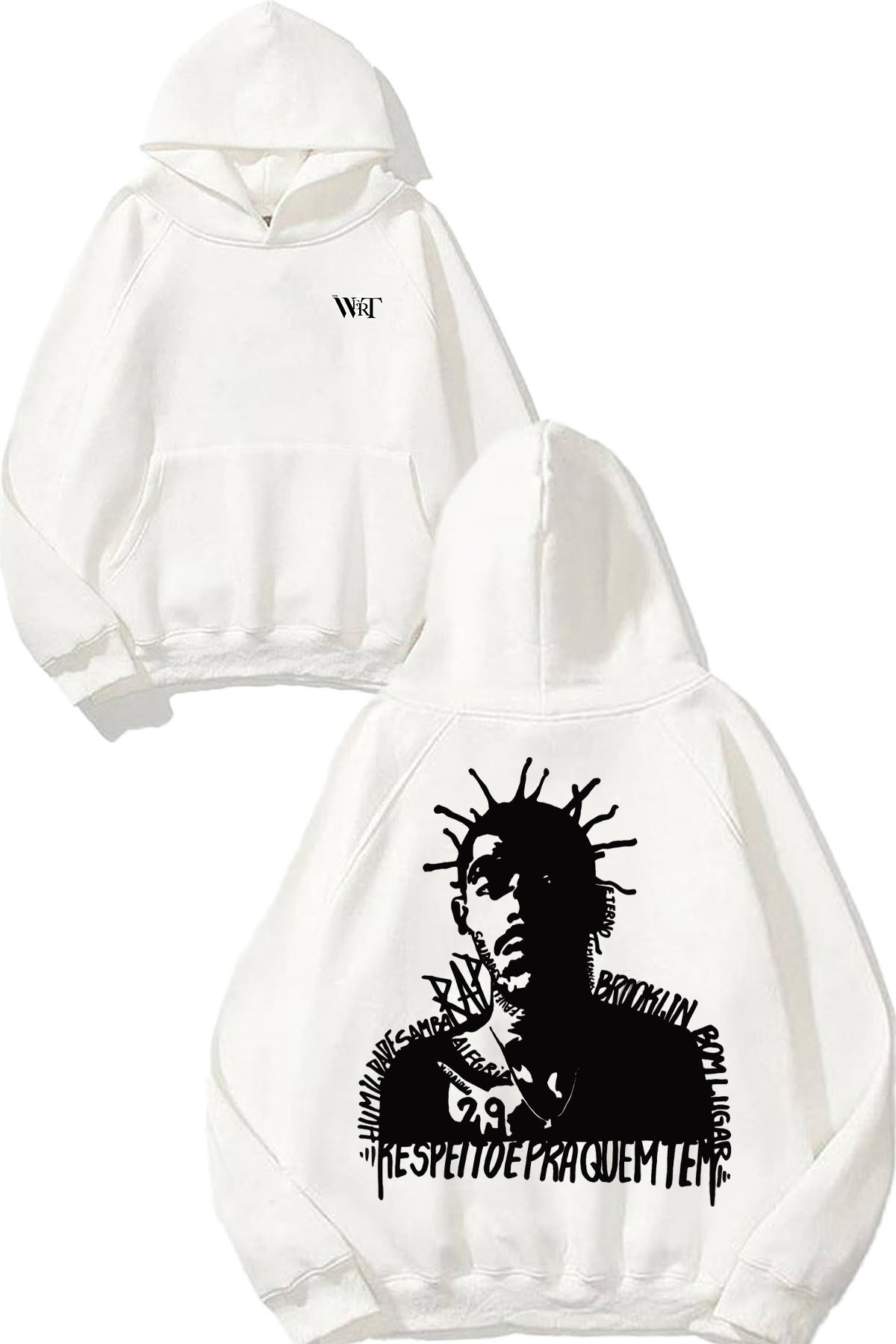 THEWERT Sabotage 2 Tasarım Sırt Baskılı Beyaz Kapüşonlu Sweatshirt