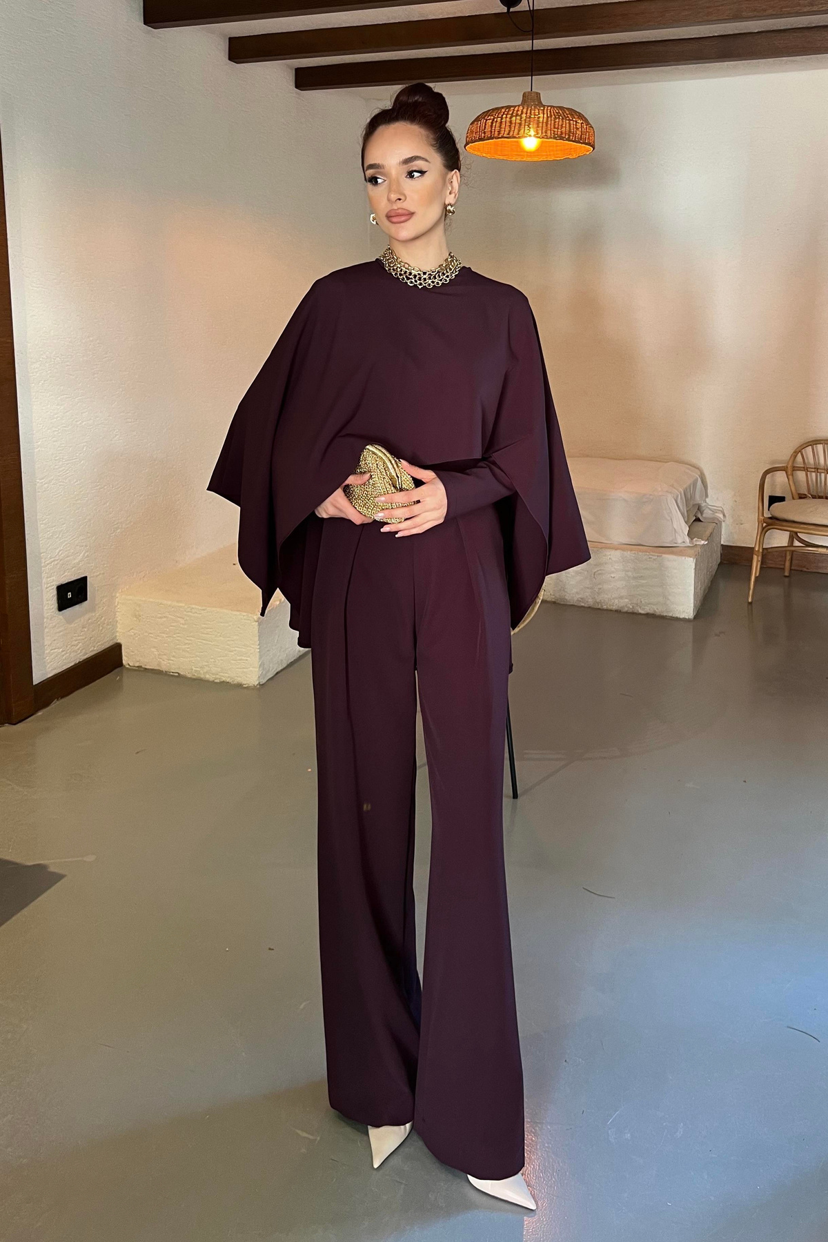 Gülmude  Cool Premium Pelerinli Şık Takım Tulum - Görsel 4