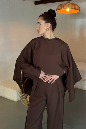 Gülmude Cool Premium Pelerinli Şık Takım Tulum