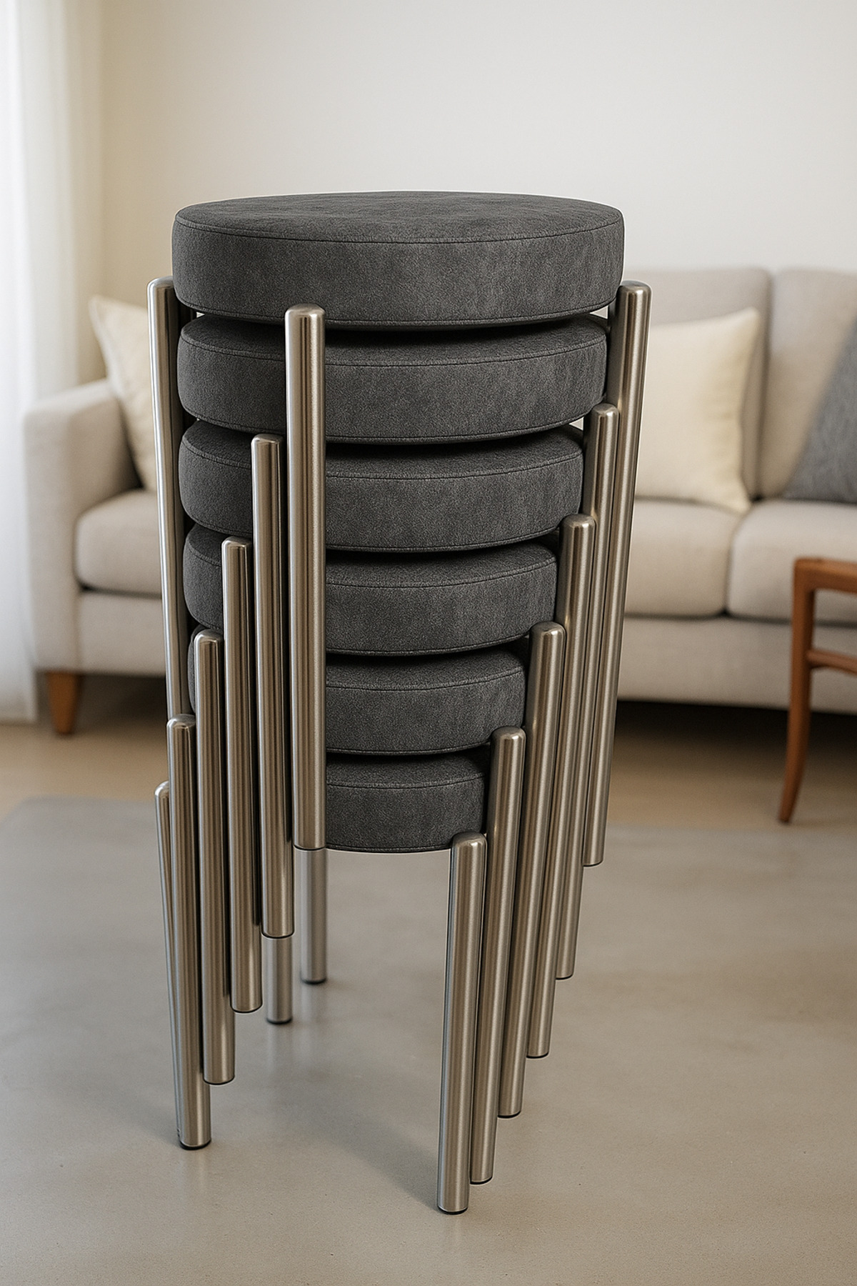 BERAWOND BERA METAL SİLİNEBİLİR KUMAŞ TABURE (6 ADET-MONTAJLI GÖNDERİM)