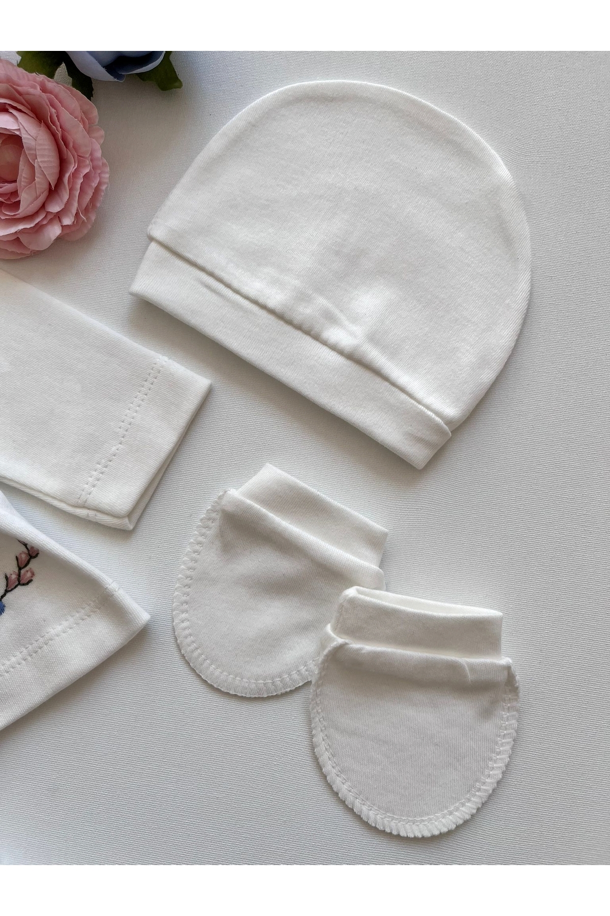 Baharda Nova %100 Pamuk Kız Bebek Yeni Doğan 5'li Hastane Çıkış Seti fotoğrafı 5 (önizleme)