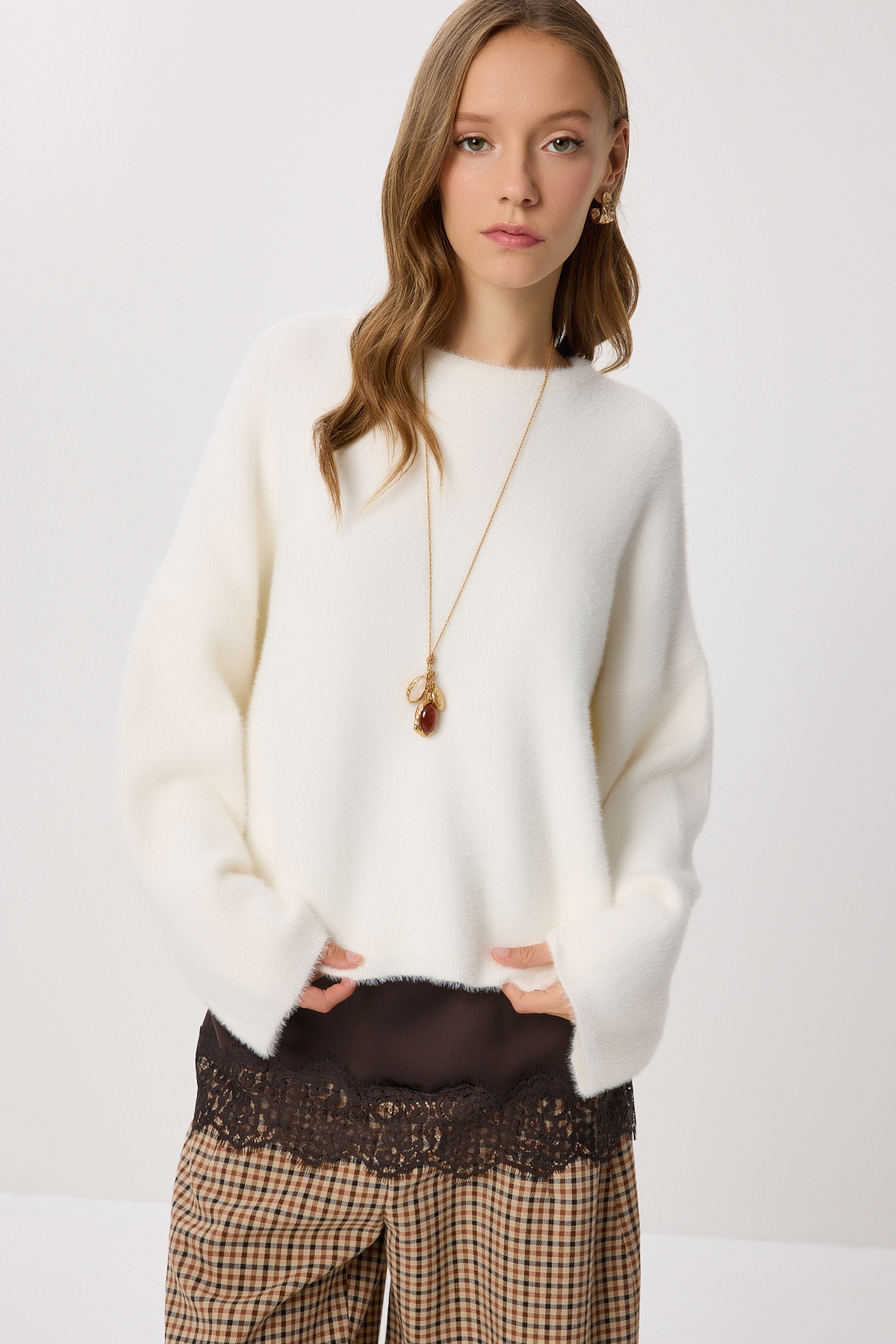 Lovelyİstanbul  Çok Yumuşak Dokulu Triko Kazak LMT0038 EKRU - Görsel 4