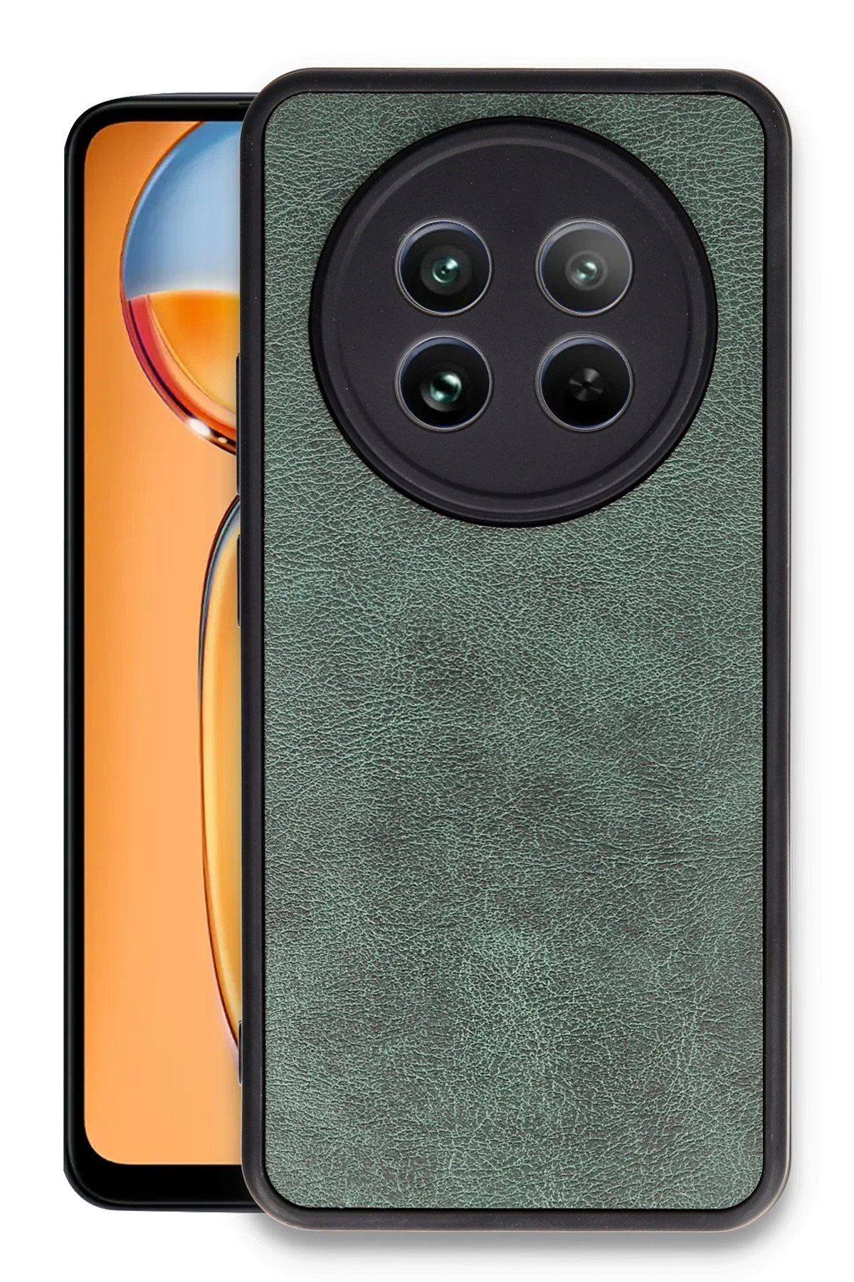 NewFace MSA-SHOP Realme 12 5G Kılıf Aras Deri Kapak - Koyu Yeşil