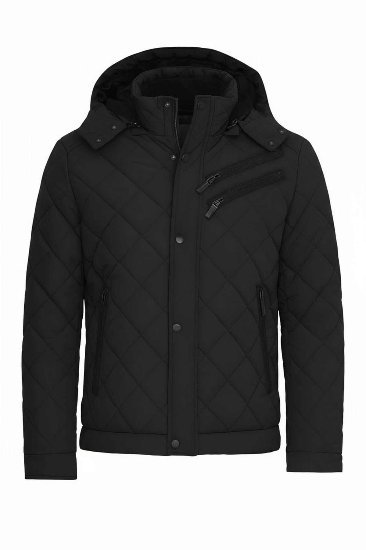 Erkek Gri Outdoor Su İtici Kapüşonlu Kaban – Rüzgar Geçirmez, Hafif ve Dayanıklı Kapitone Mont & Kaban - Siyah