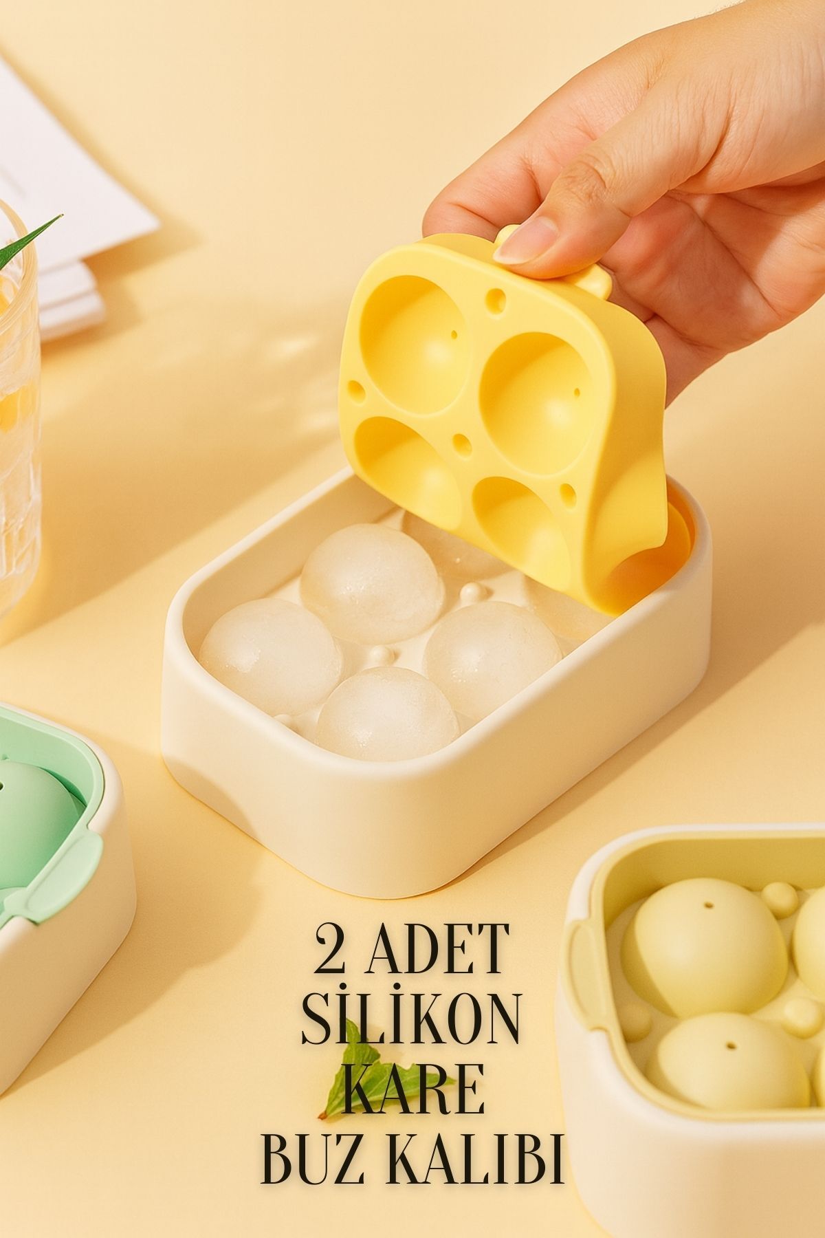 2Pcs Silicone Square Non-Stick 6-Piece Freezer Bass Remove Freezer Container Freezer Cocktail Presentation Ice Mold