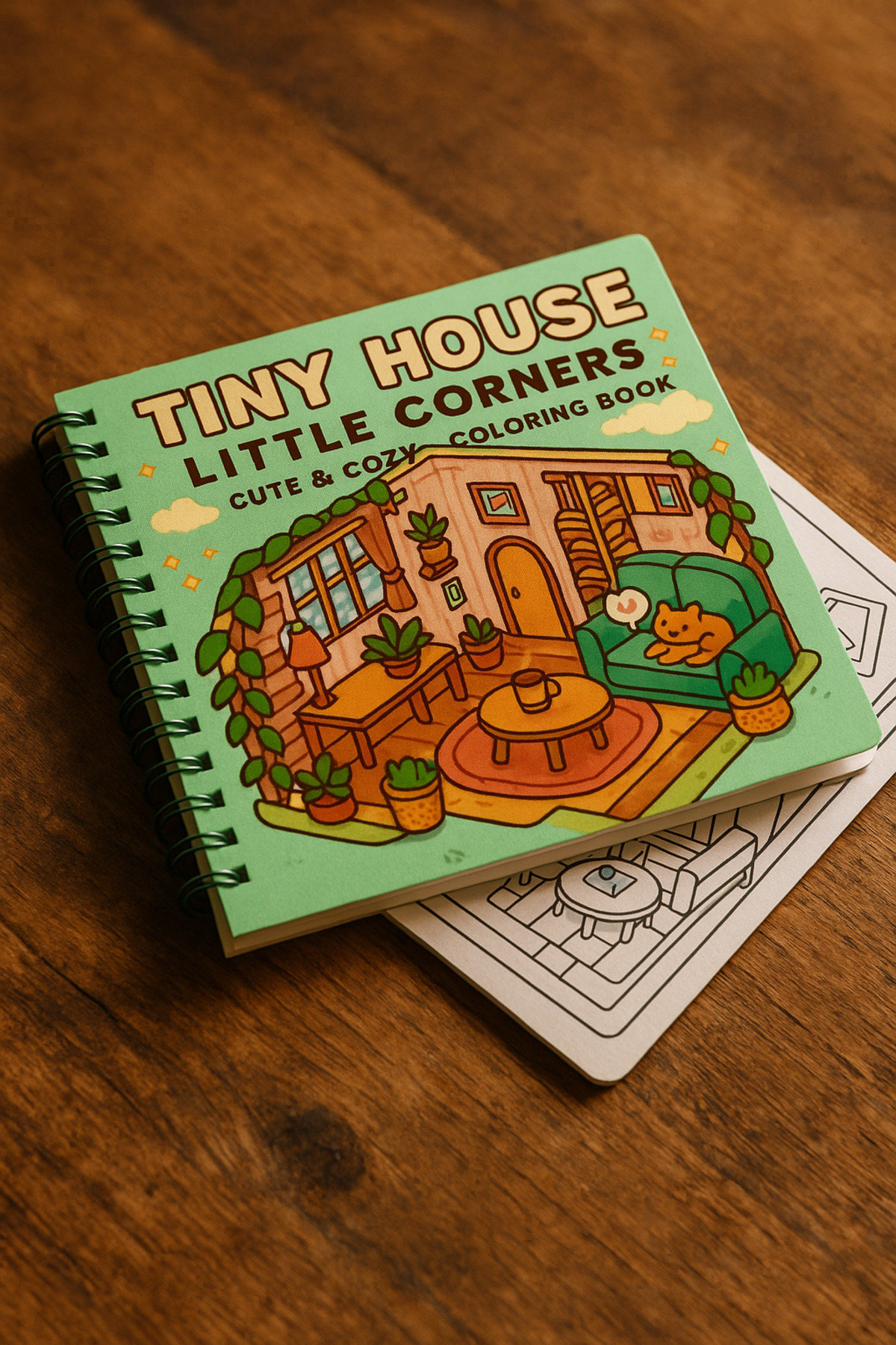 Pink Swan Craft Tiny House Little İsometric Corners – 20x20 cm Büyük Boyama Kitabı, Çocuklar ve Yetişkinler İçin