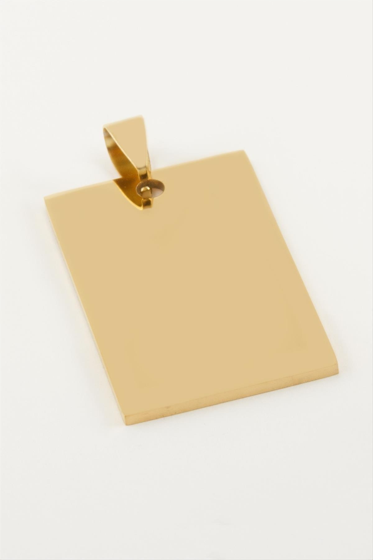 glovia bijuteri Dikdörtgen İsim Yazılabilir Çelik Kolye Ucu 2,8*4,2 cm