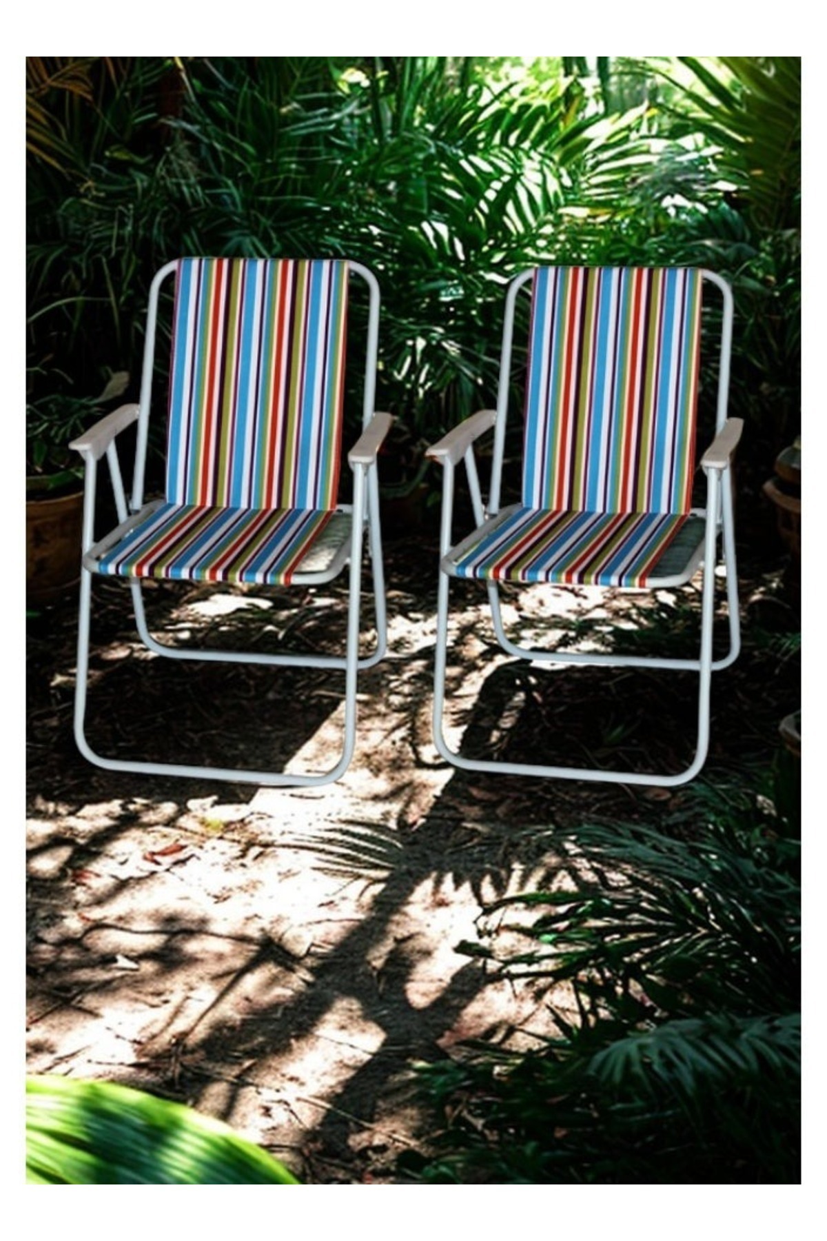 طقم كراسي تخييم قابلة للطي يتكون من كرسيان مصنوع من قماش أكسفورد وبقوائم معدنية – 45×45×80سم