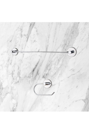 Aktel Banyo Krom 2'li Set Krom Uzun Havluluk/Krom Açık Tuvalet Kağıtlığı WC A...