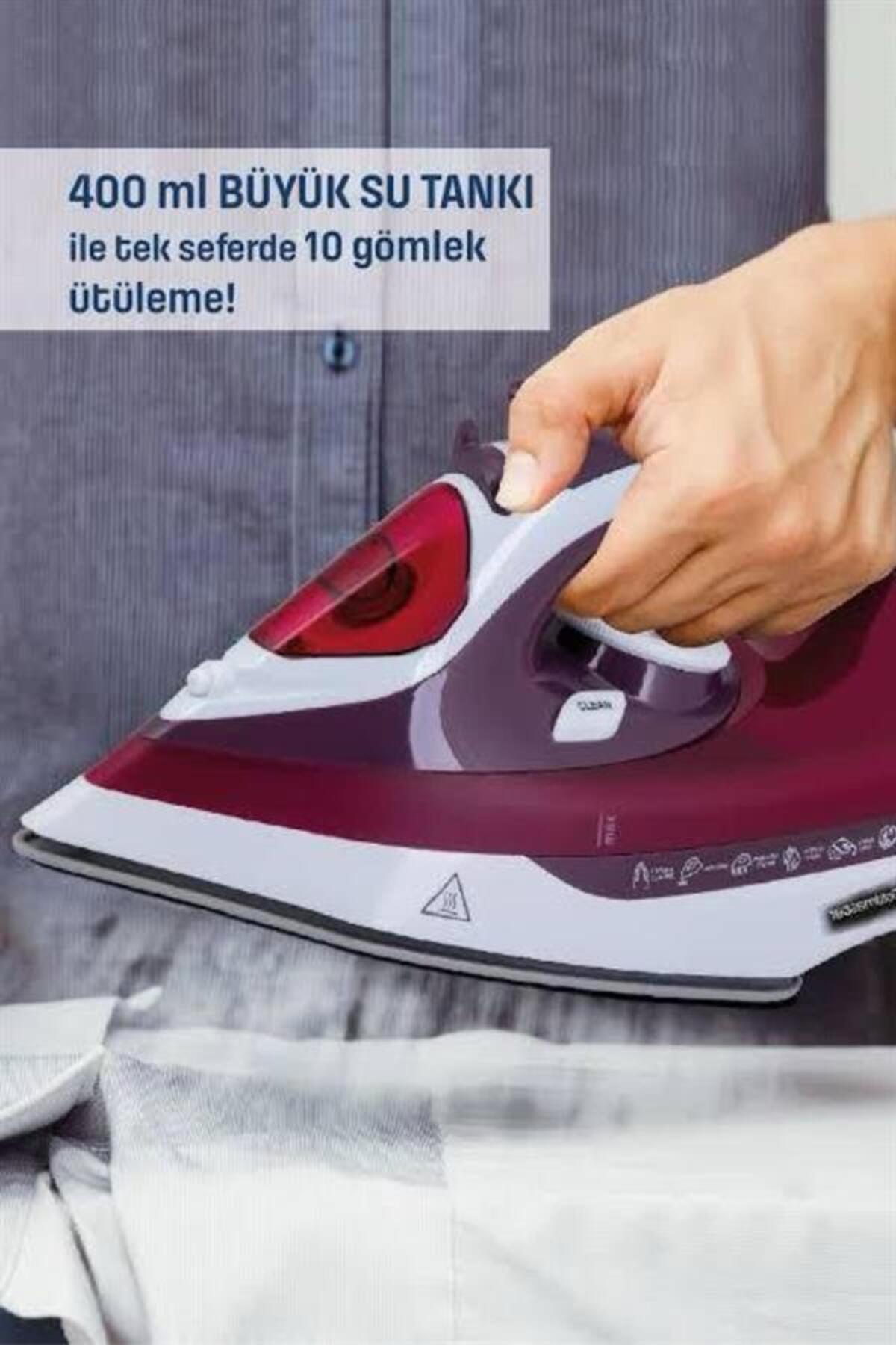 BareStore Yeni Nesil Kırmızı Buharlı Ütü 2200 Watt Seramik Tabanlı Yüksek Buhar Gücü