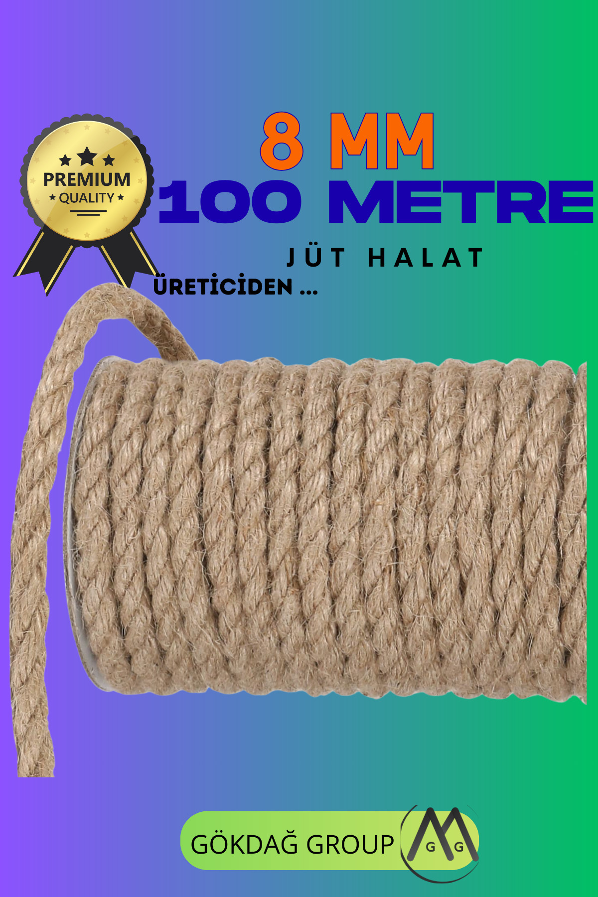 GÖKDAĞ GROUP 8 MM 100 Metre Jüt Halat Dekoratif Hasır İp