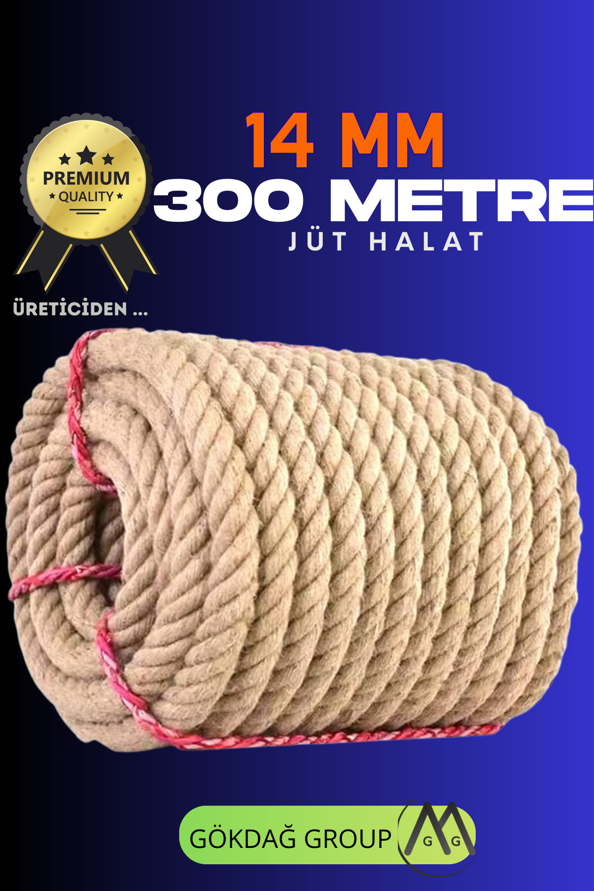 GÖKDAĞ GROUP 14 MM 300 Metre Jüt Halat Dekoratif Hasır İp