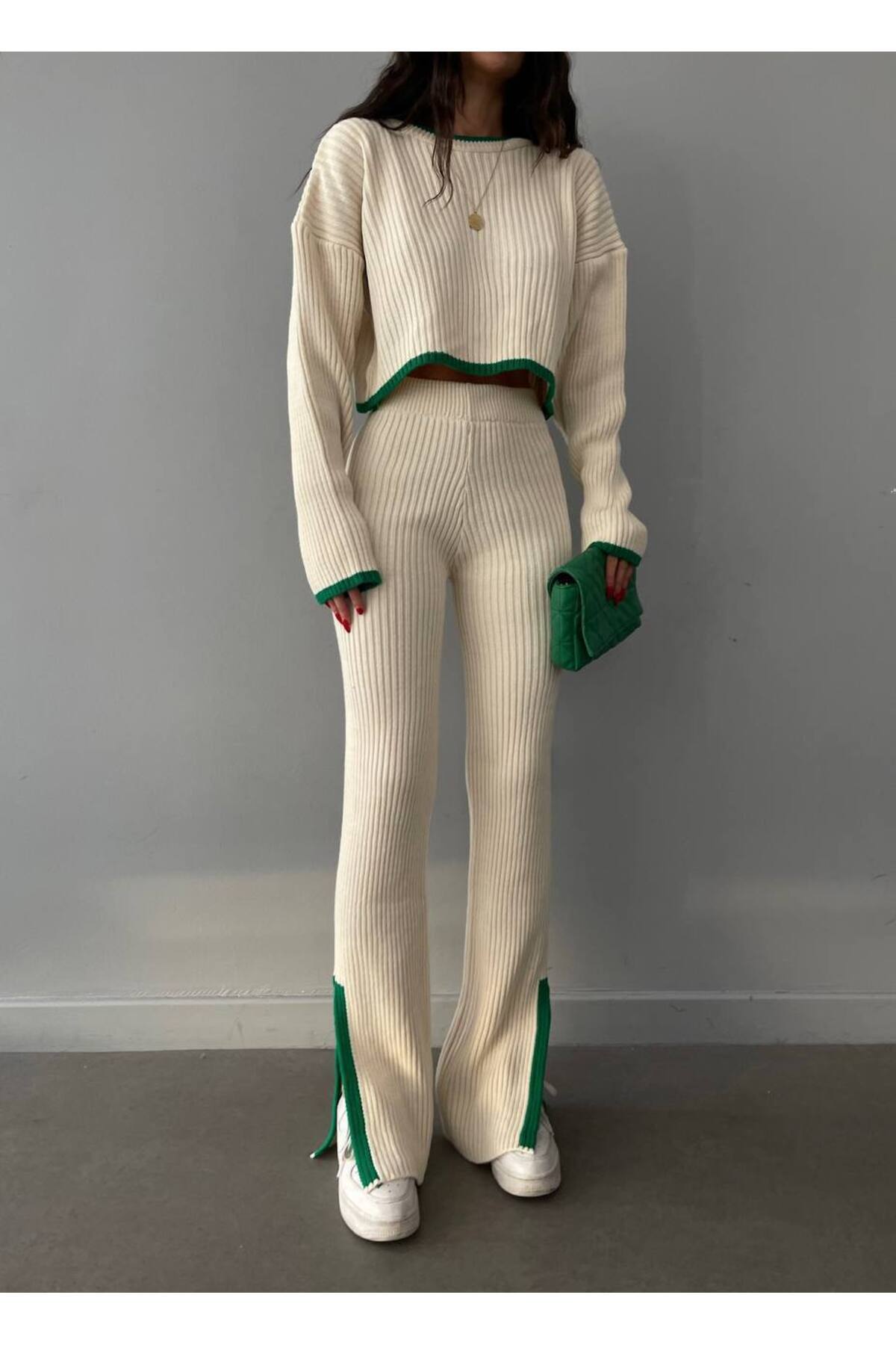 MEECY Damen-Strickanzug mit kurzem Bein