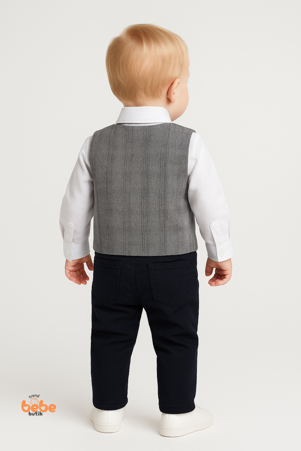 Trend Bebe Butik Erkek Bebek 4’lü Takım Elbise Seti Papyonlu Yelekli Gömlek Pantolon Düğün Sünnet Doğum Günü Kıyafeti fotoğrafı 2 (önizleme)