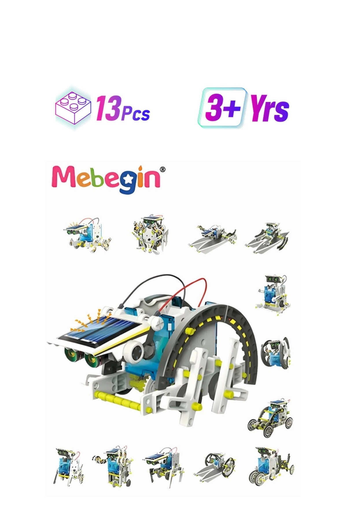 کیت آموزشی ساخت ربات‌های خورشیدی ۱۳ در ۱ STEM، اسباب‌بازی علمی، آزمایش آموزشی، رباتیک DIY، اسباب‌بازی خورشیدی